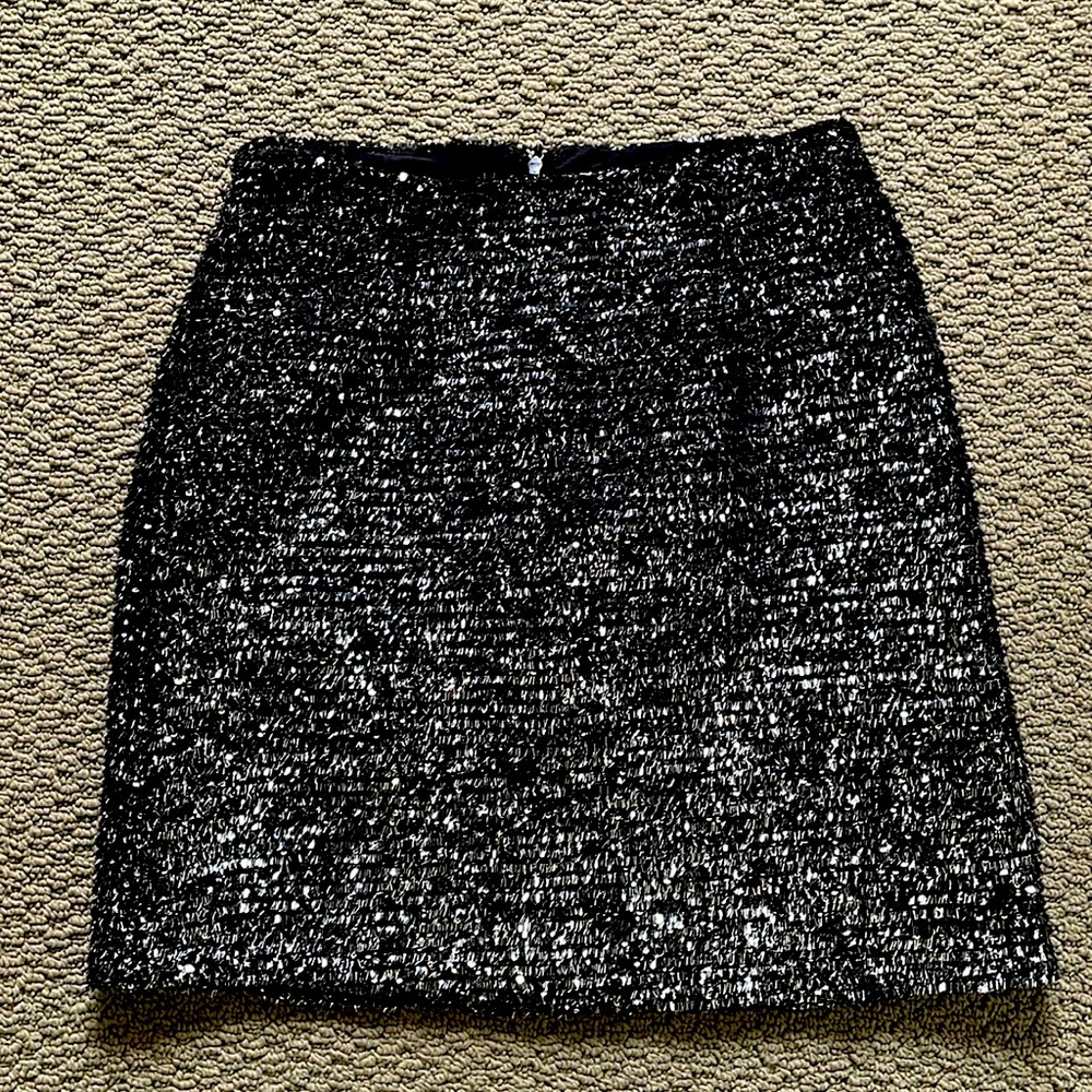 Anthropologie Hutch sparkly black and silver mini skirt